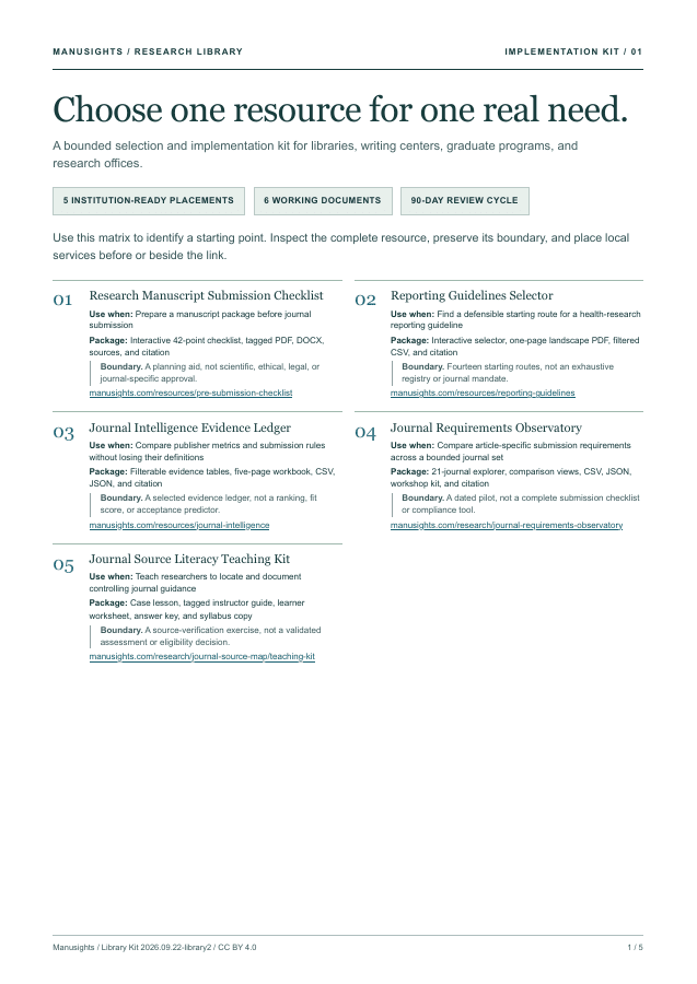 First page of the library implementation guide