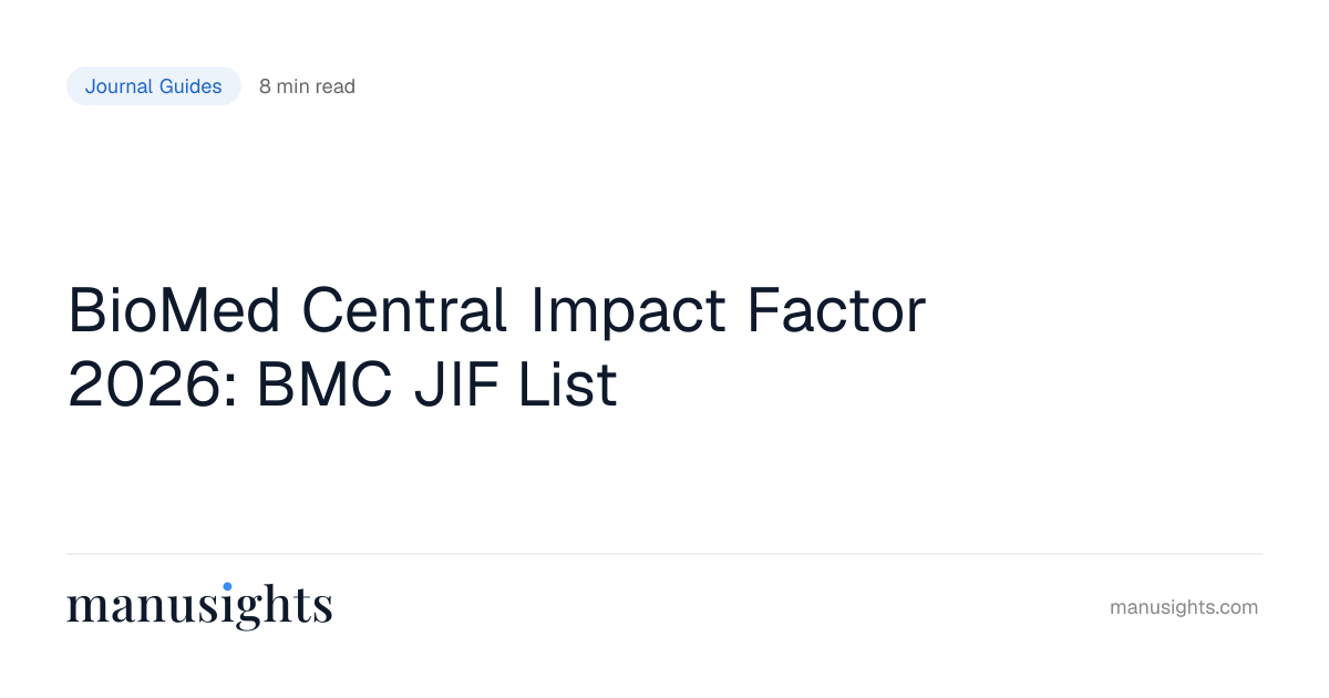BioMed Central Impact Factor 2026: BMC JIF List