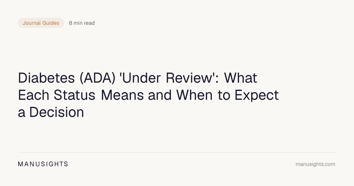 Diabetes Journal Under Review: Status (2026)