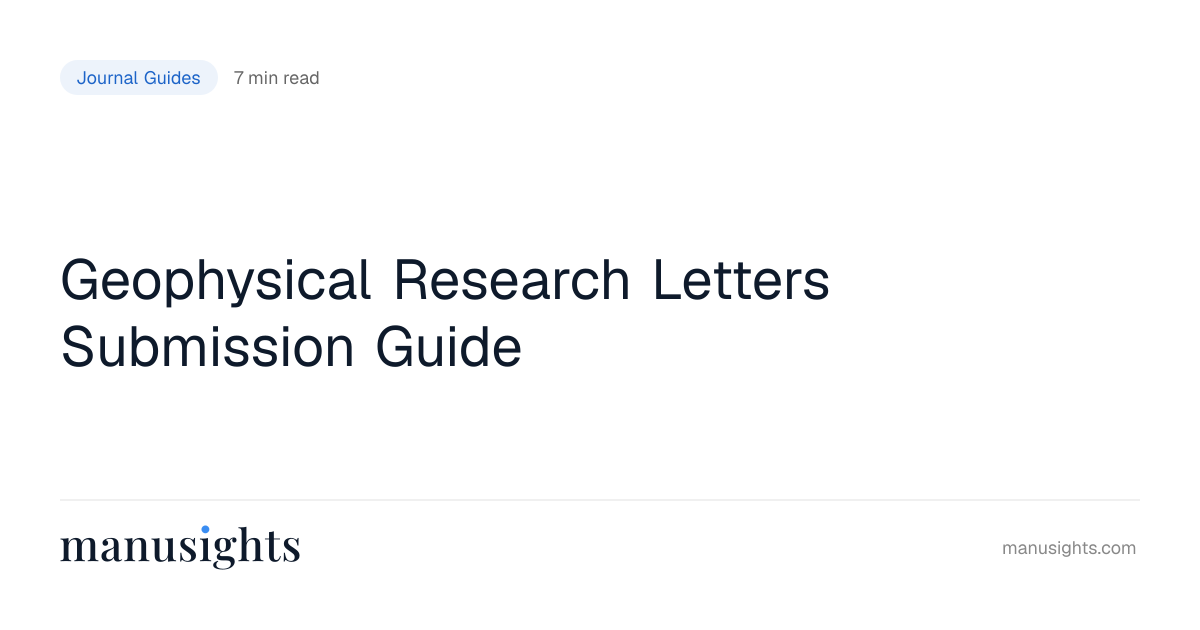 Geophysical Research Letters Submission Guide (2026)