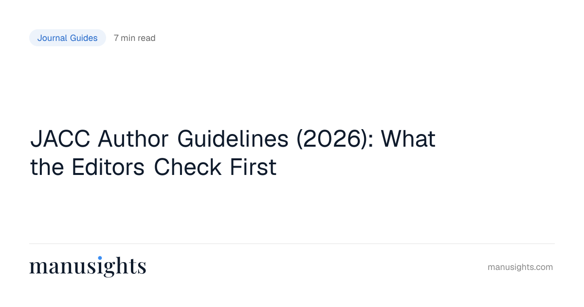 JACC Author Guidelines (2026): What the Editors Check First