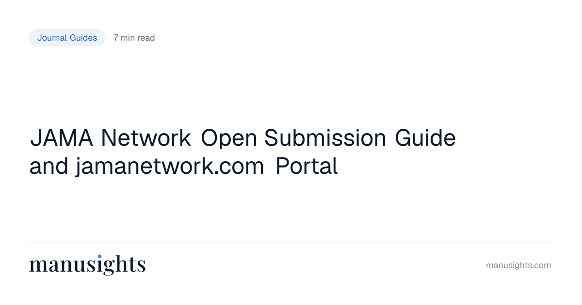 JAMA Network Open Submission Guide (2026)