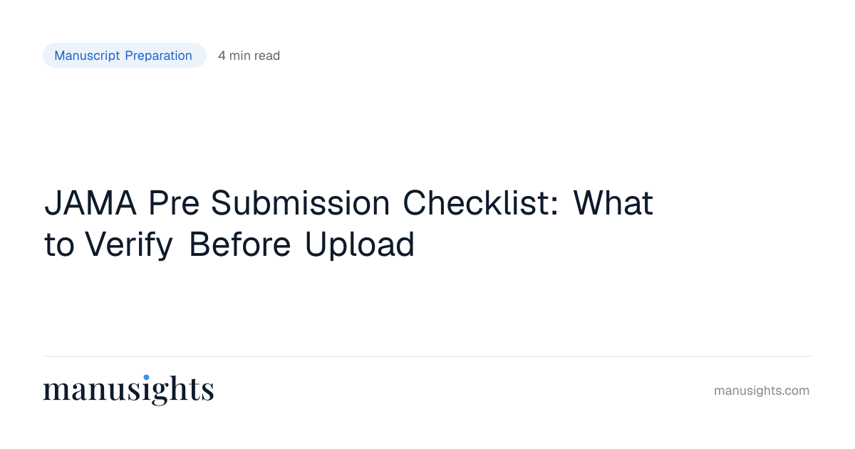 JAMA Pre Submission Checklist (2026)