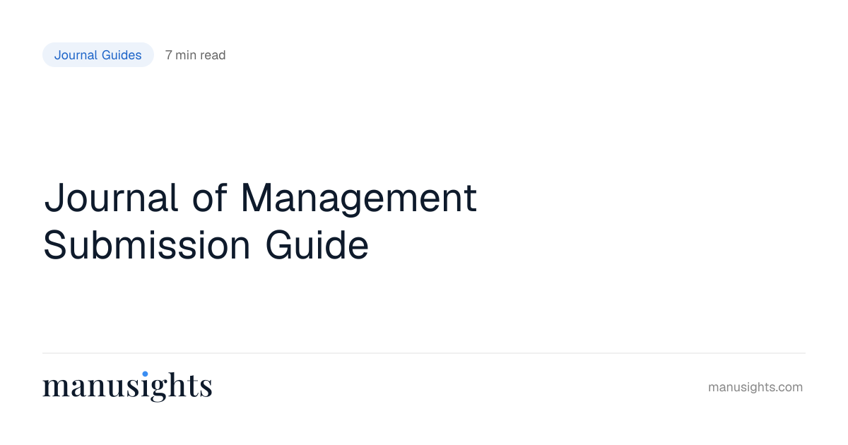 Journal of Management Submission Guide (2026)