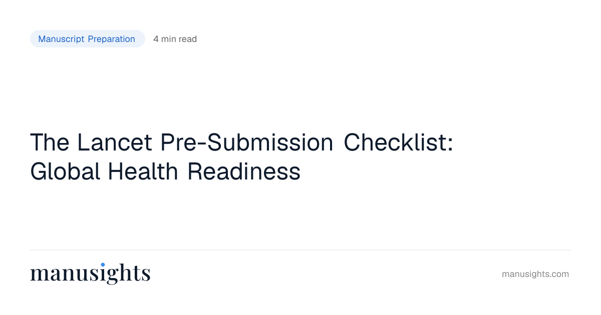 Lancet Pre-Submission Checklist (2026)