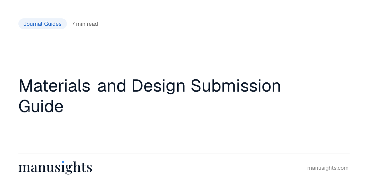 Materials and Design Submission Guide (2026)