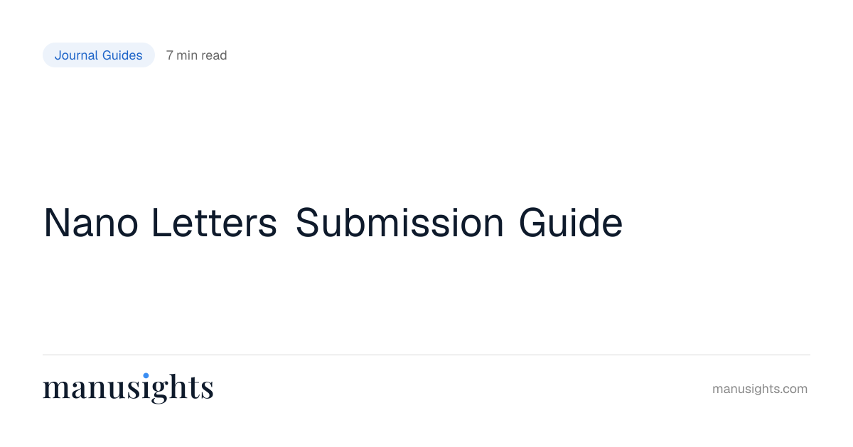 Nano Letters Submission Guide (2026)