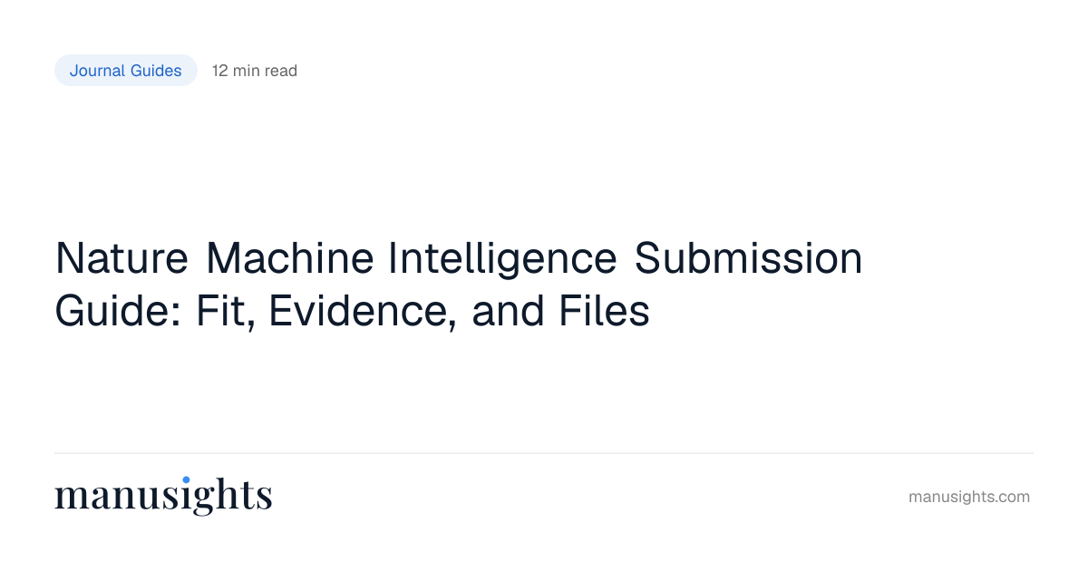 Nature Machine Intelligence Submission Guide (2026)