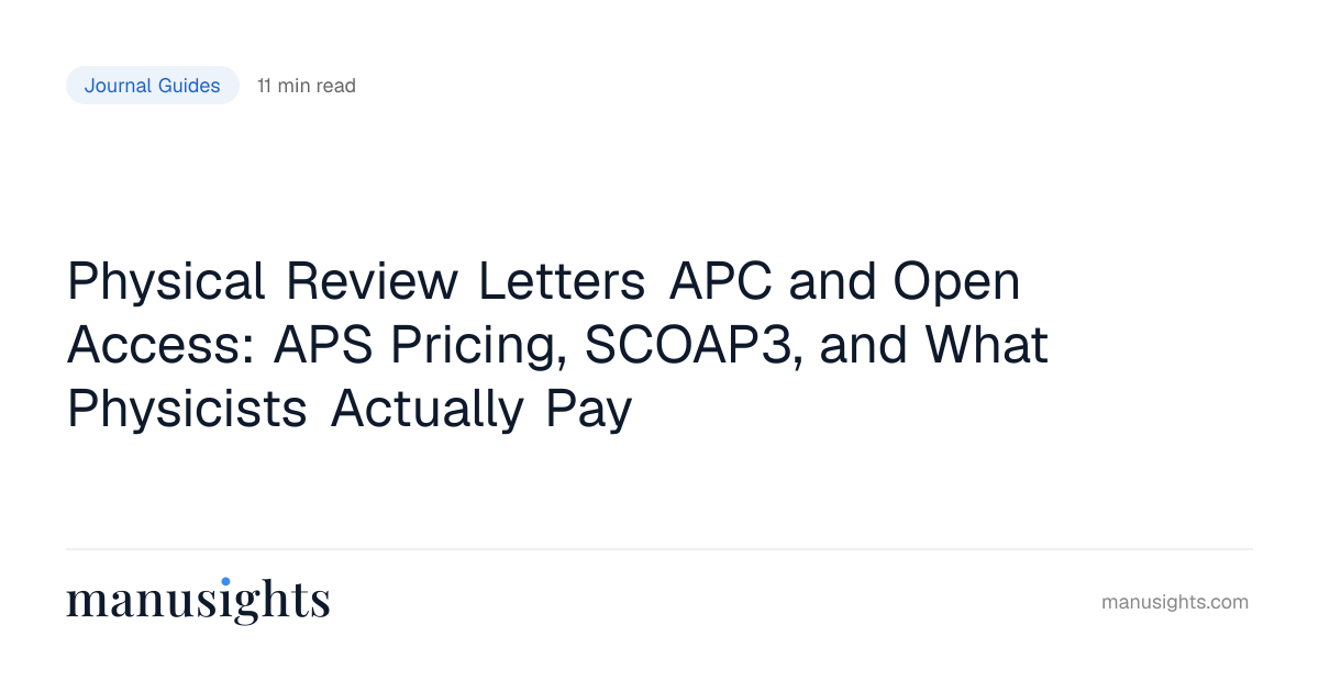 Physical Review Letters APC (2026): Fees Explained