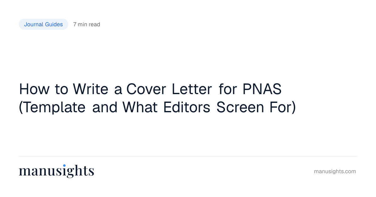 PNAS Cover Letter Template: What Editors Read First