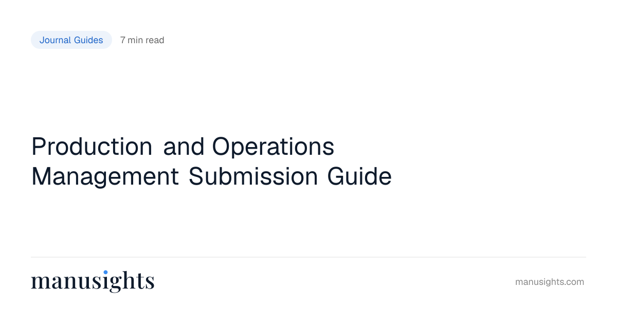 Production and Operations Management Submission Guide (2026)