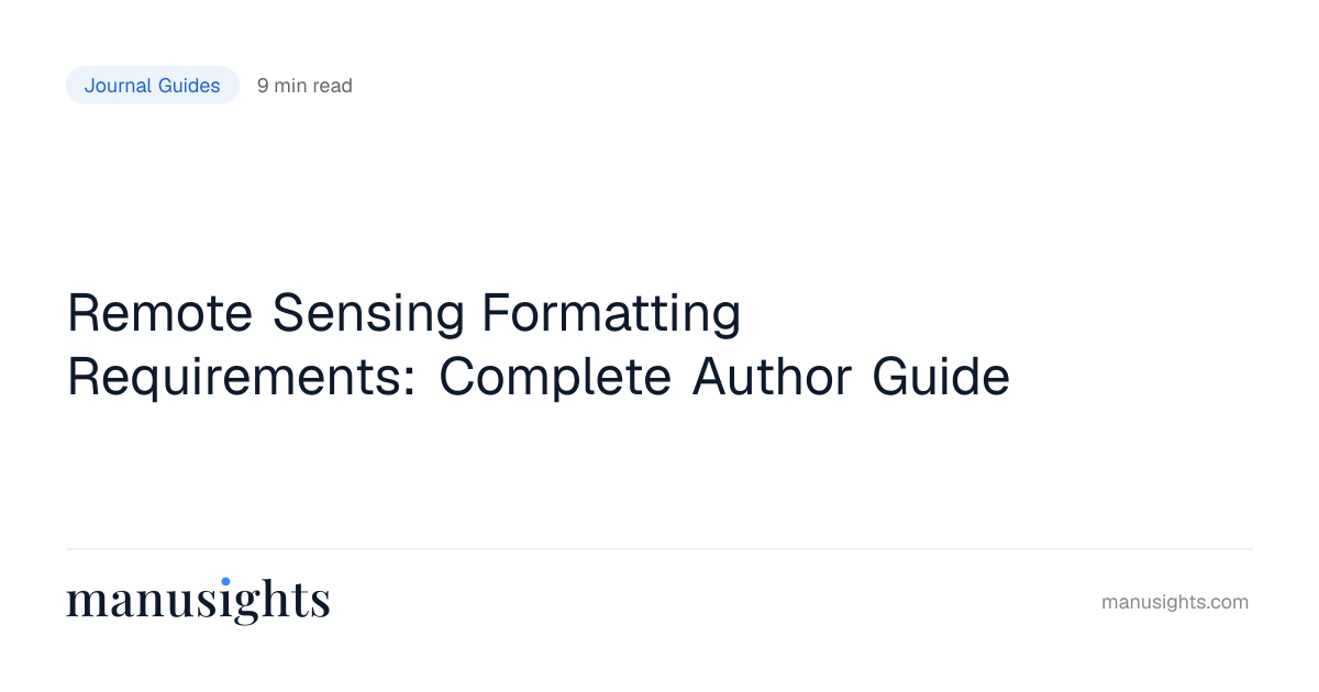 Remote Sensing Formatting Guide (2026)