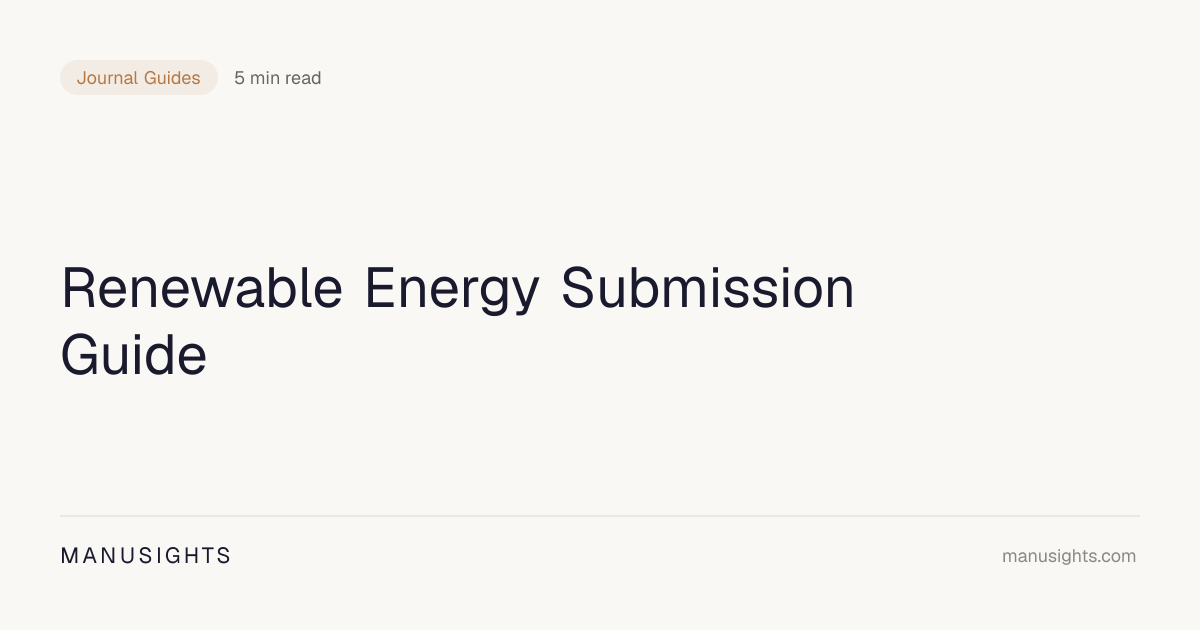 Renewable Energy Journal Submission Guide (2026)